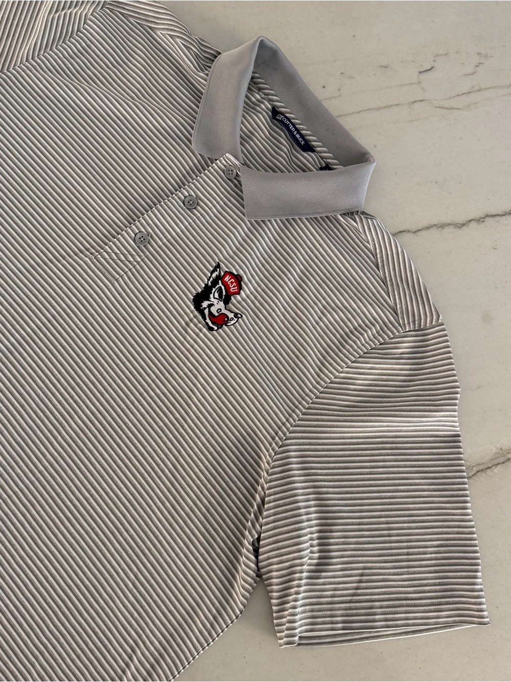 NC State Wolfpack Cutter & Buck Gray Polo Shirt Men Sz XL Prep Frat College